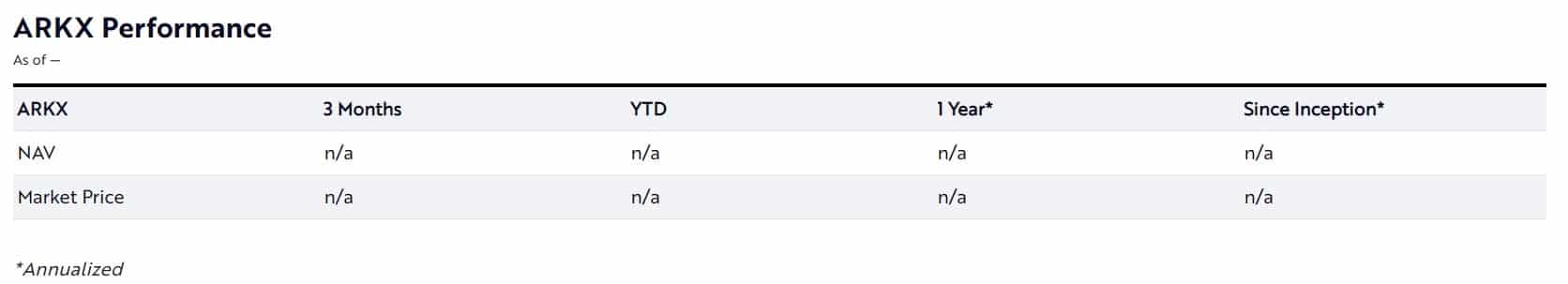 ARKX annual performance analysis