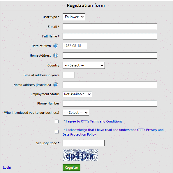 Dynamic EA registration form
