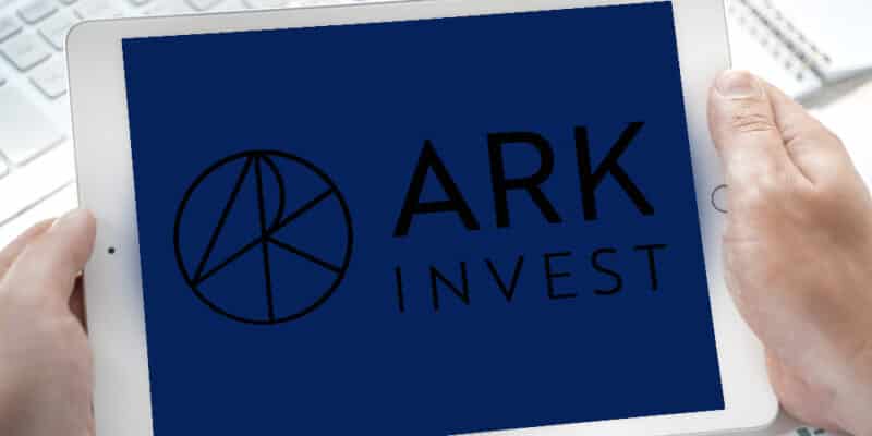 Logo of financial investing fund Ark Invest in tablet.