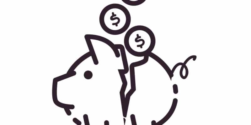piggy with coins line style icon of money financial item banking commerce market payment buy currency accounting and invest theme Vector illustration
