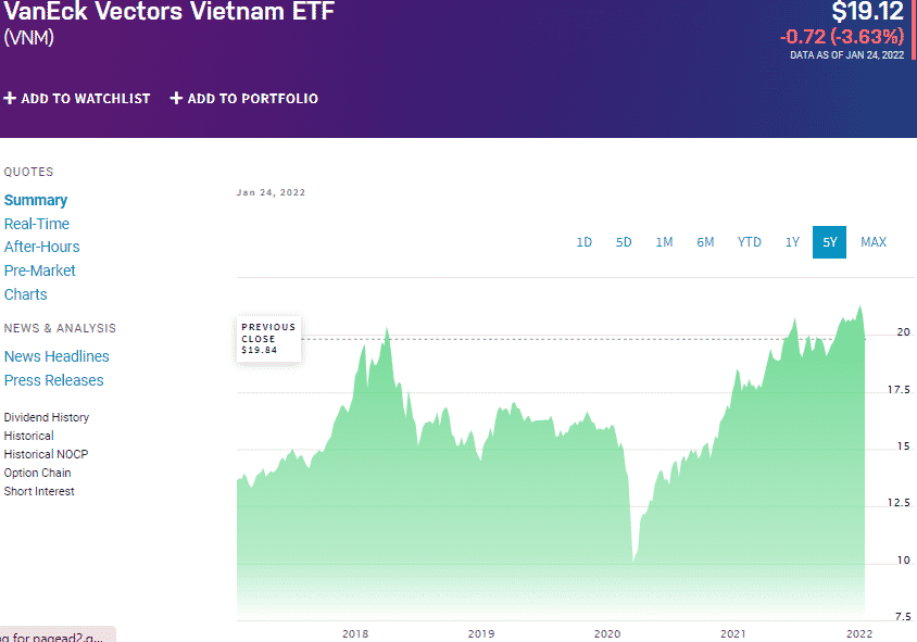 VNM price chart