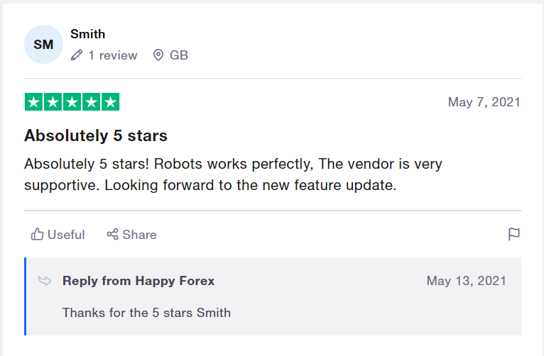 User review from Trustpilot