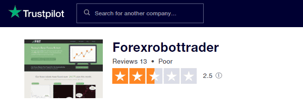 User review for the Forex Robot Trader company on the Trustpilot site