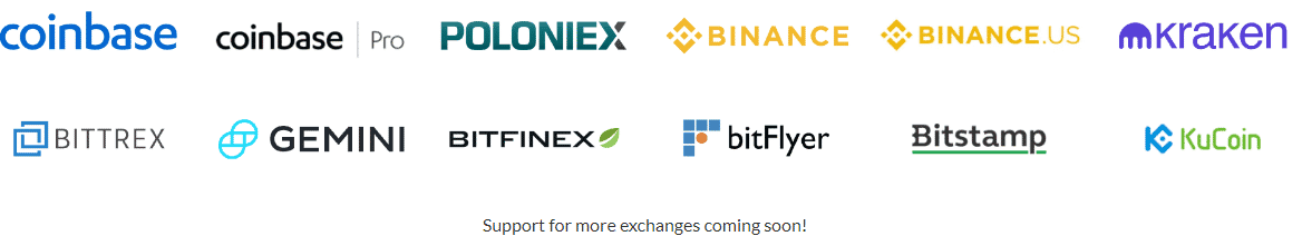 Supported crypto exchanges
