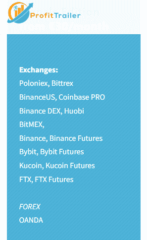 Supported exchanges on Profit Trailer